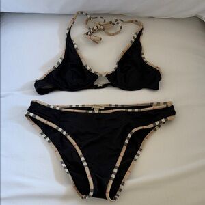 Burberry Black Bikini with Check Trim